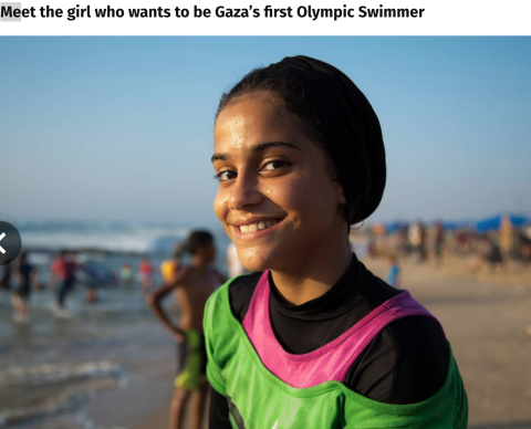 Photo from Independent story on Fatima Abu Shedeg and her dreams to be an Olympic swimmer.