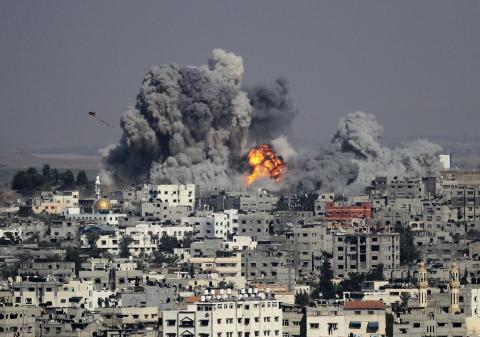 Gaza under attack in May 2021.